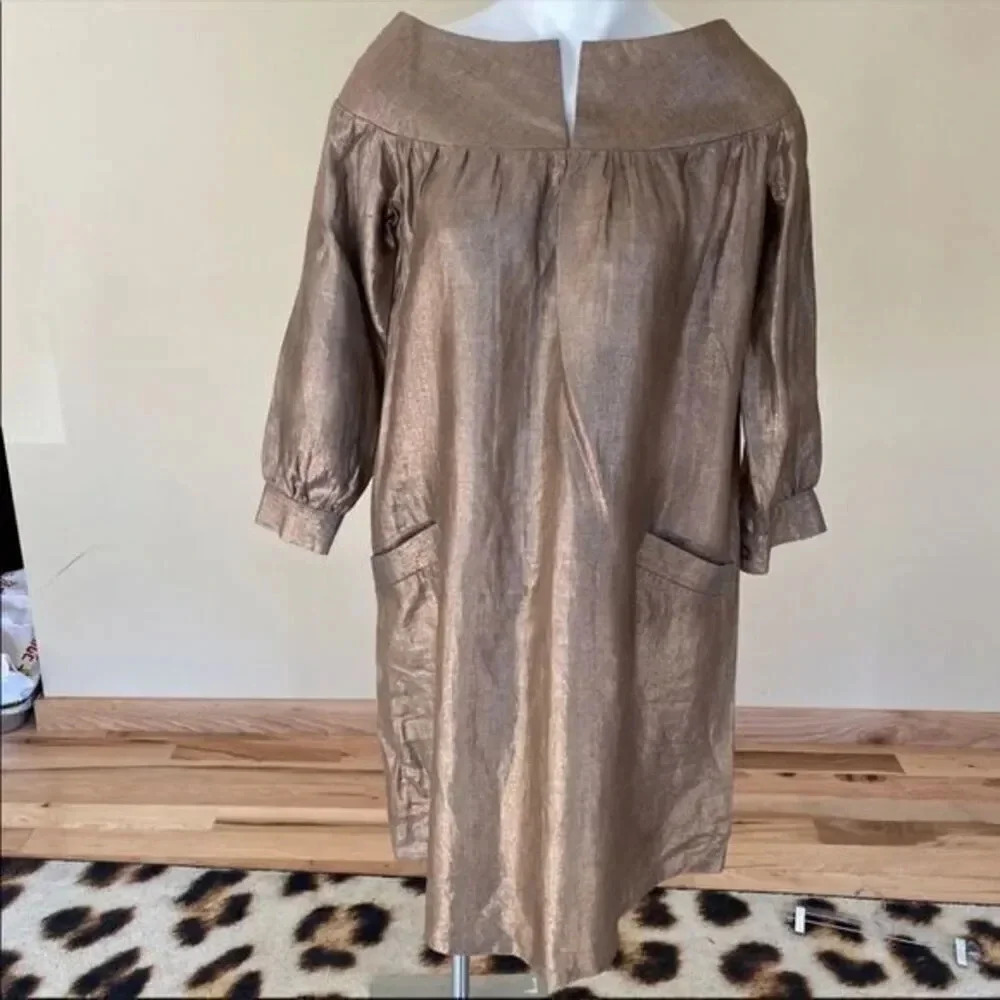 Metallic linen dress